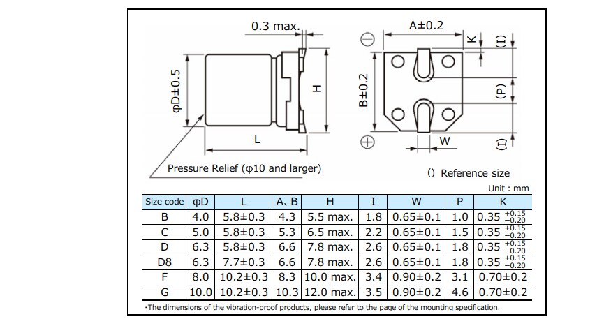 Mechanical Drawing - Panasonic Electronic Components FT Aluminum Electrolytic Capacitors